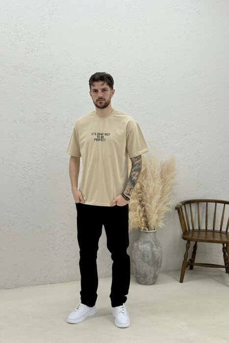 FRONT & BACK WRITTINGS MEN T-SHIRT BEIGE/BEZHE - 2