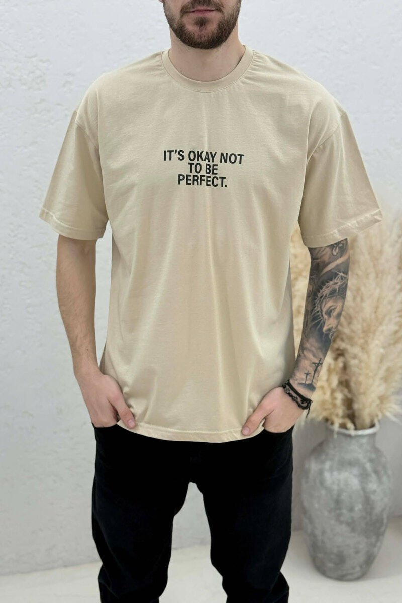 FRONT & BACK WRITTINGS MEN T-SHIRT BEIGE/BEZHE - 3