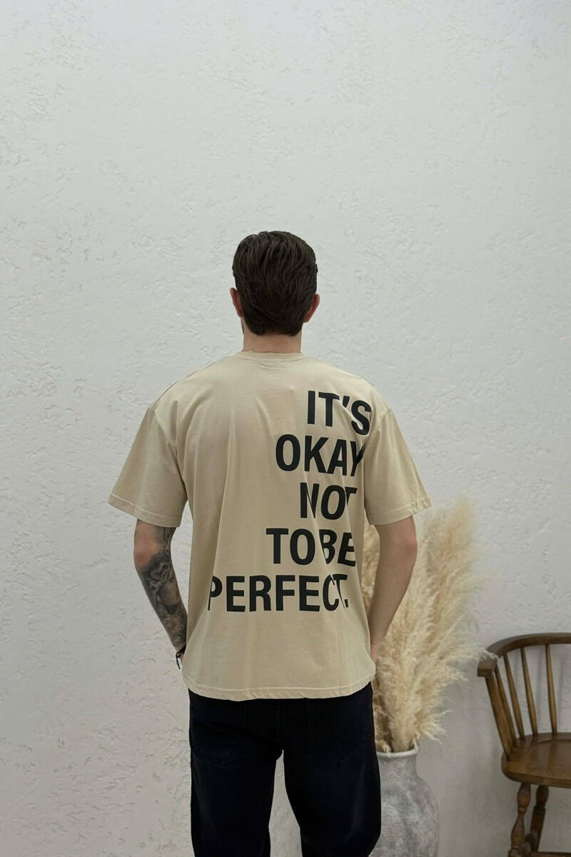 FRONT & BACK WRITTINGS MEN T-SHIRT BEIGE/BEZHE - 4