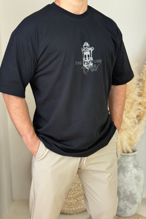 FRONT & BACK WRITTINGS MEN T-SHIRT BLACK/ E ZEZE - 2