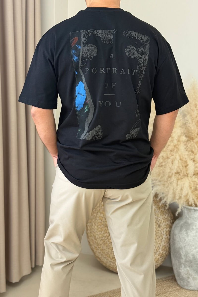 FRONT & BACK WRITTINGS MEN T-SHIRT BLACK/ E ZEZE - 3