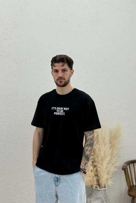 FRONT & BACK WRITTINGS MEN T-SHIRT BLACK/ E ZEZE - 1