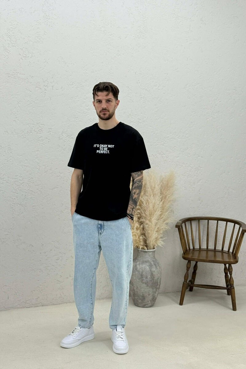 FRONT & BACK WRITTINGS MEN T-SHIRT BLACK/ E ZEZE - 2