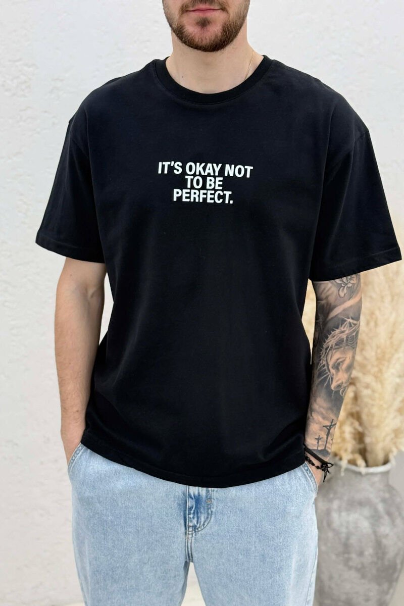 FRONT & BACK WRITTINGS MEN T-SHIRT BLACK/ E ZEZE - 3
