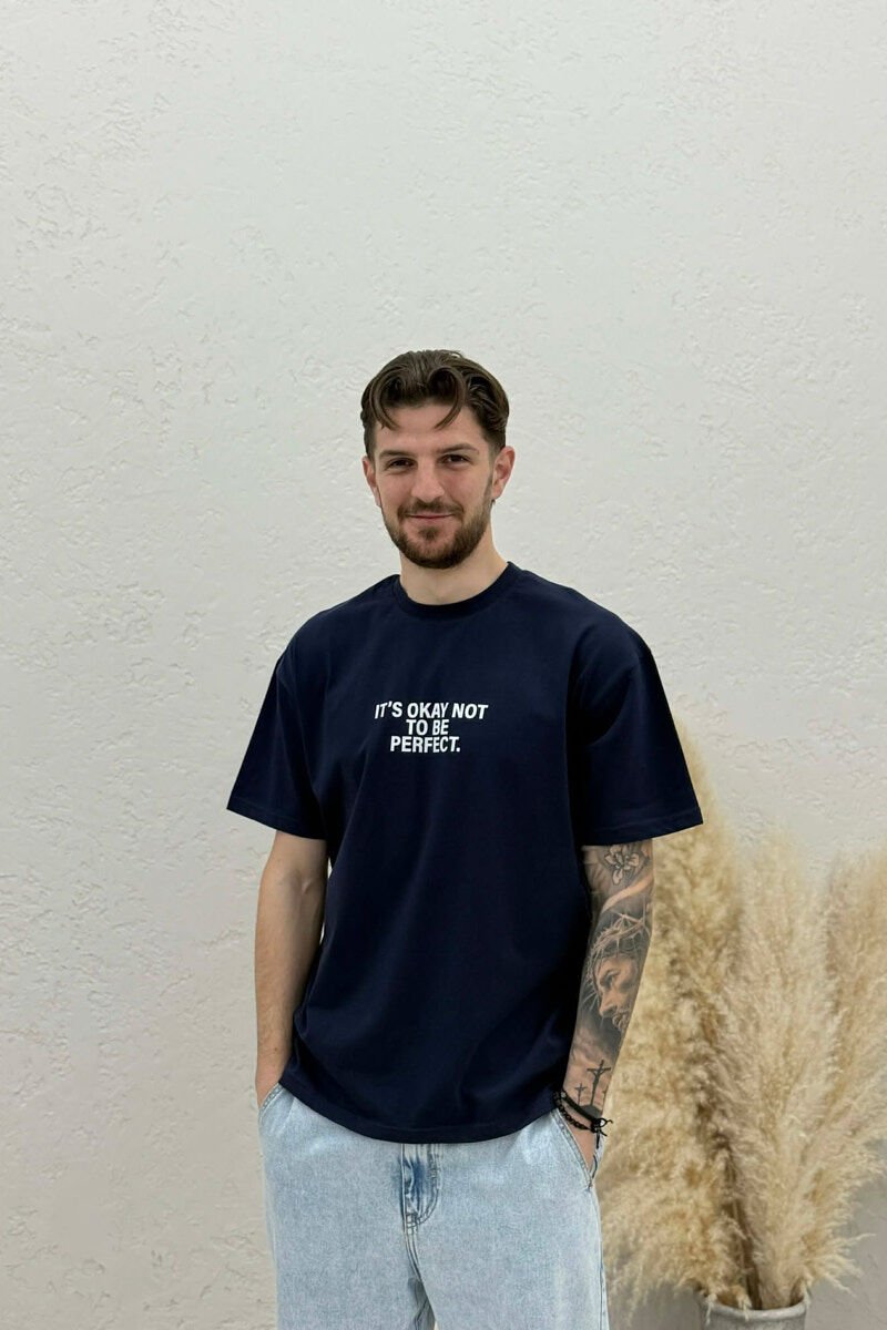 FRONT & BACK WRITTINGS MEN T-SHIRT BLUE/BLU - 1