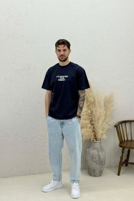 FRONT & BACK WRITTINGS MEN T-SHIRT BLUE/BLU - 2