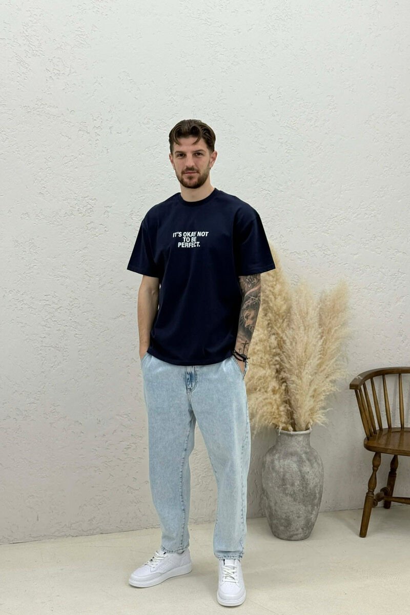 FRONT & BACK WRITTINGS MEN T-SHIRT BLUE/BLU - 2