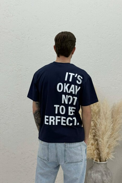 FRONT & BACK WRITTINGS MEN T-SHIRT BLUE/BLU - 4