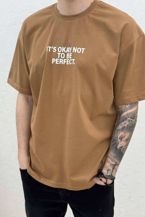 FRONT & BACK WRITTINGS MEN T-SHIRT BROWN/KAFE - 3
