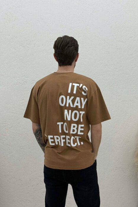FRONT & BACK WRITTINGS MEN T-SHIRT BROWN/KAFE - 4