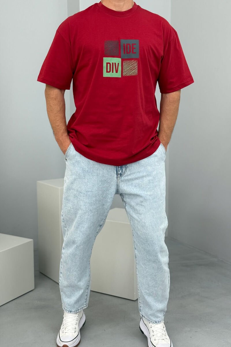 FRONT & BACK WRITTINGS MEN T-SHIRT BURGUNDY/VISHNJE - 1