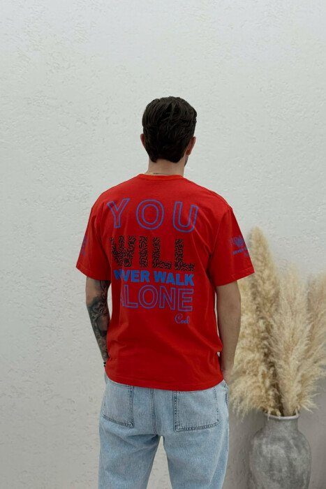 FRONT & BACK WRITTINGS MEN T-SHIRT DARK ORANGE/POE - 4