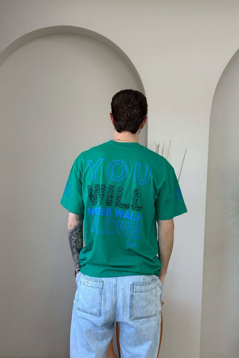 FRONT & BACK WRITTINGS MEN T-SHIRT GREEN/JESHILE - 4