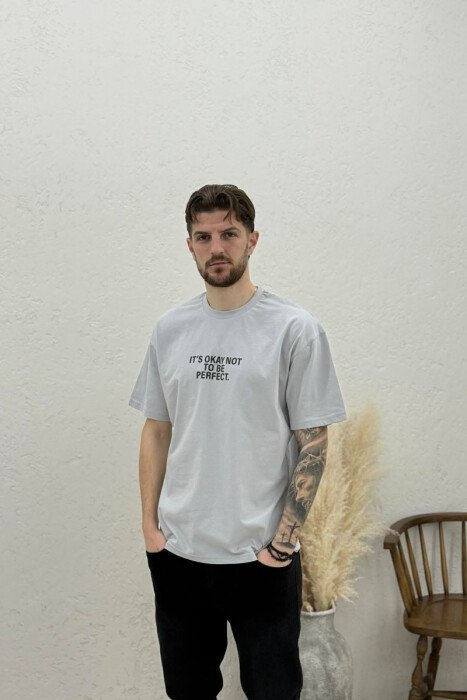 FRONT & BACK WRITTINGS MEN T-SHIRT GREY/GRI 