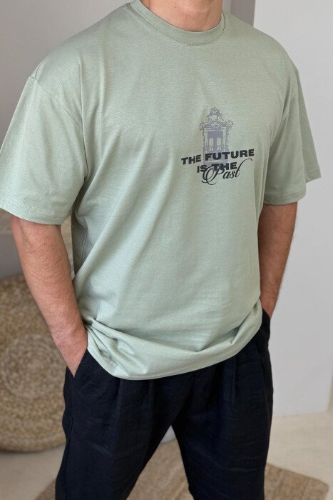 FRONT & BACK WRITTINGS MEN T-SHIRT MINT/MENTE - 2