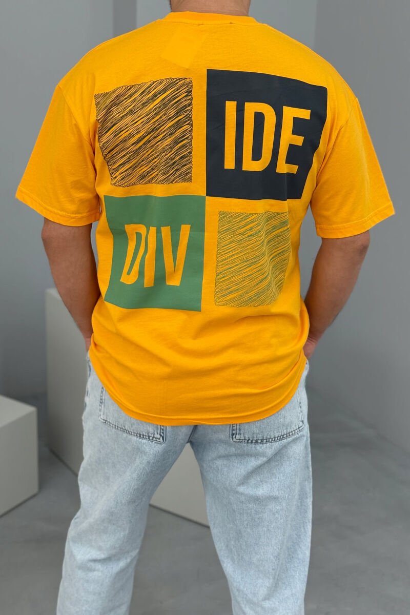 FRONT & BACK WRITTINGS MEN T-SHIRT MUSTARD/MUSTARDE - 3