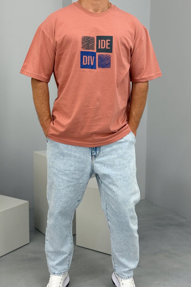 FRONT & BACK WRITTINGS MEN T-SHIRT POWDER/PUDER - 1