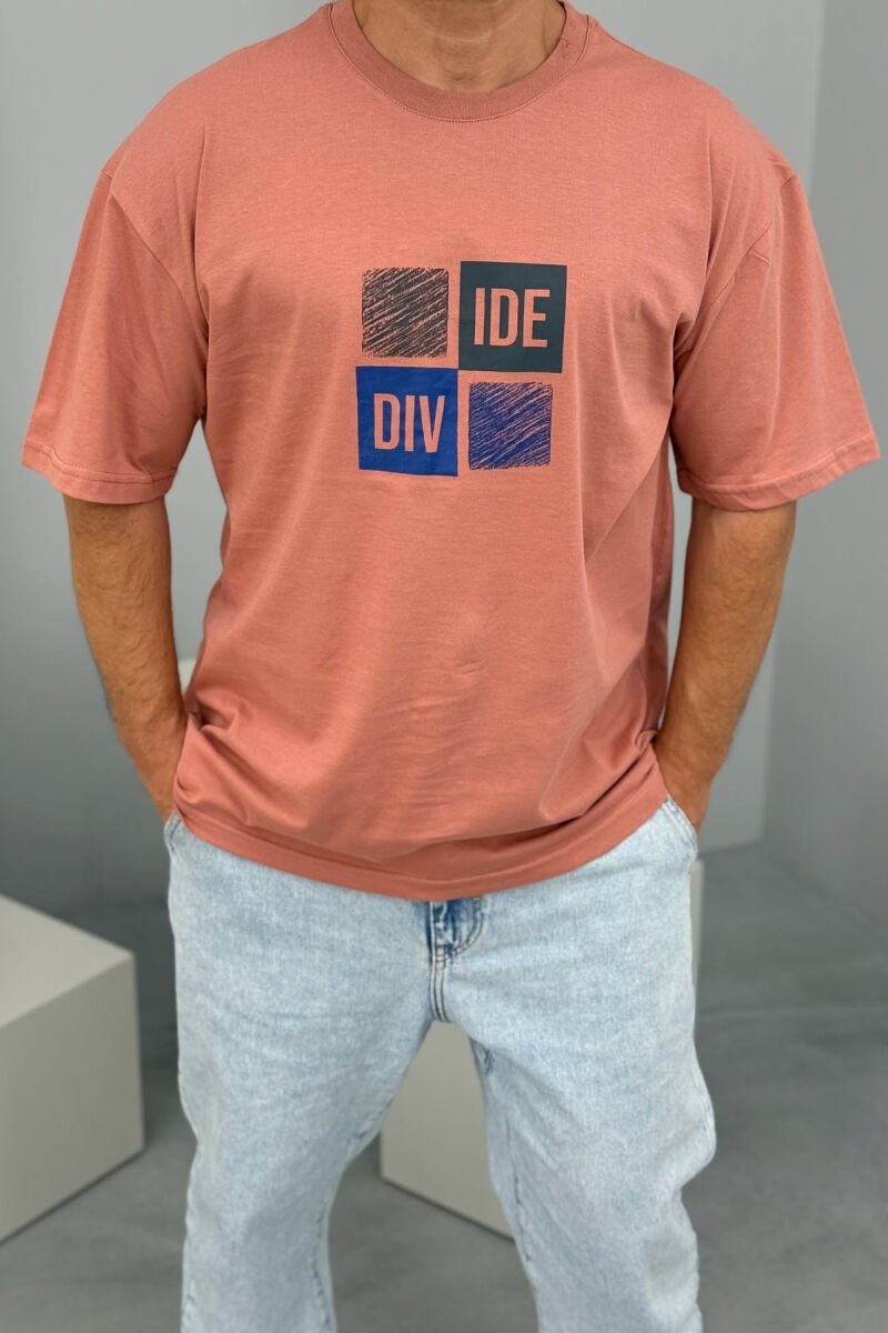 FRONT & BACK WRITTINGS MEN T-SHIRT POWDER/PUDER - 2