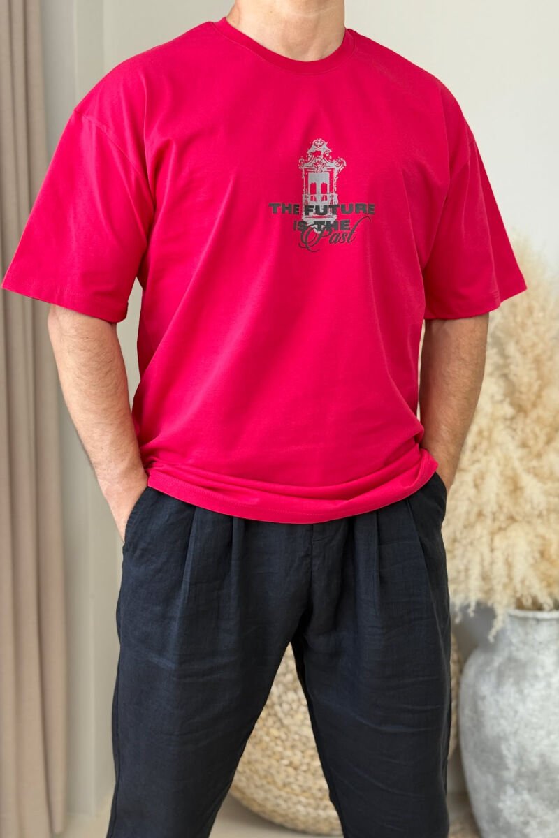 FRONT & BACK WRITTINGS MEN T-SHIRT RED/E KUQE - 1