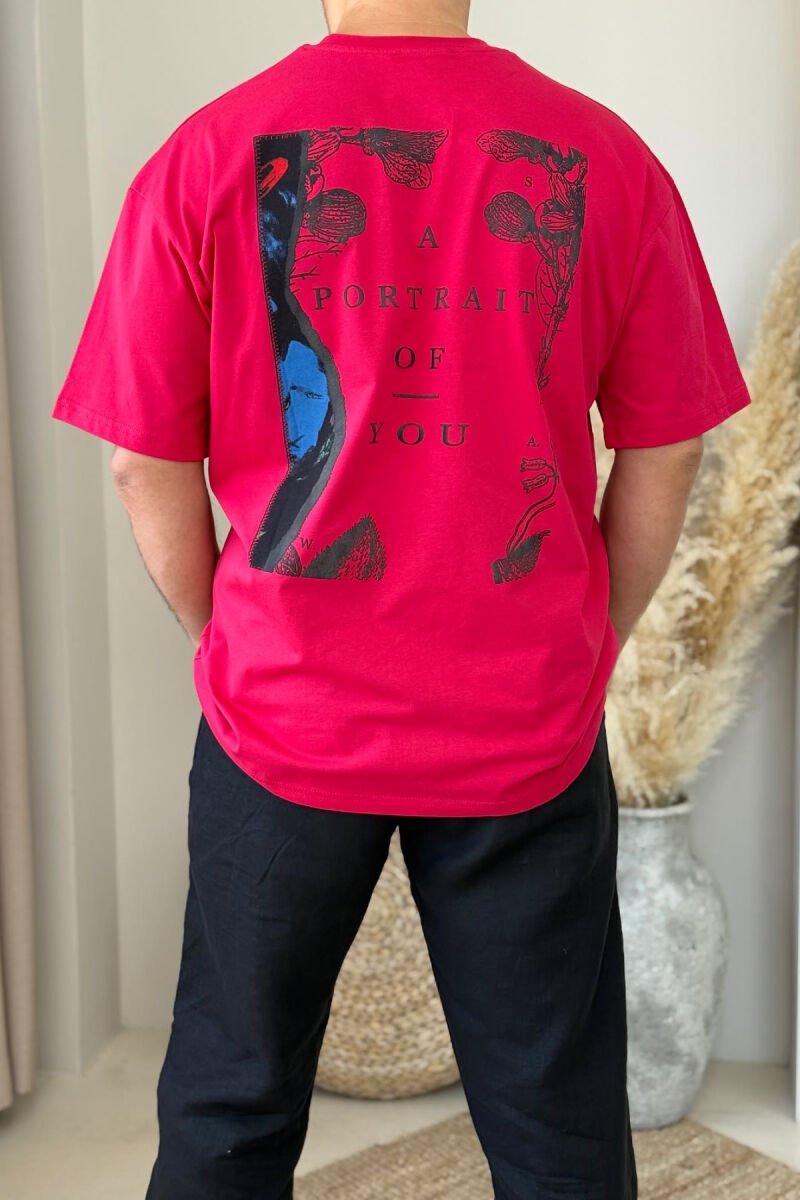 FRONT & BACK WRITTINGS MEN T-SHIRT RED/E KUQE - 3