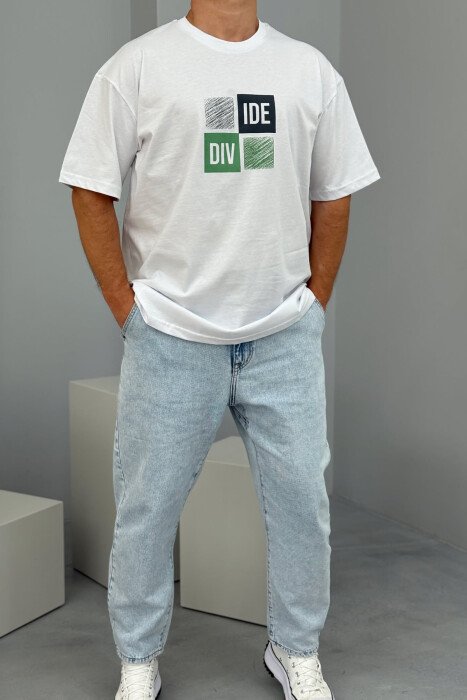 FRONT & BACK WRITTINGS MEN T-SHIRT WHITE-E BARDHE - 
