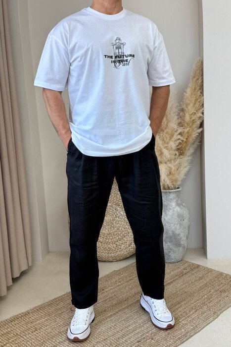 FRONT & BACK WRITTINGS MEN T-SHIRT WHITE-E BARDHE 