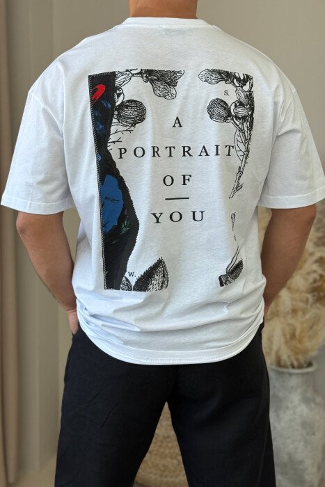 FRONT & BACK WRITTINGS MEN T-SHIRT WHITE-E BARDHE - 3