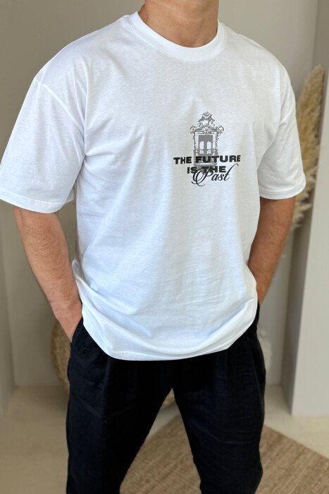 FRONT & BACK WRITTINGS MEN T-SHIRT WHITE-E BARDHE - 2