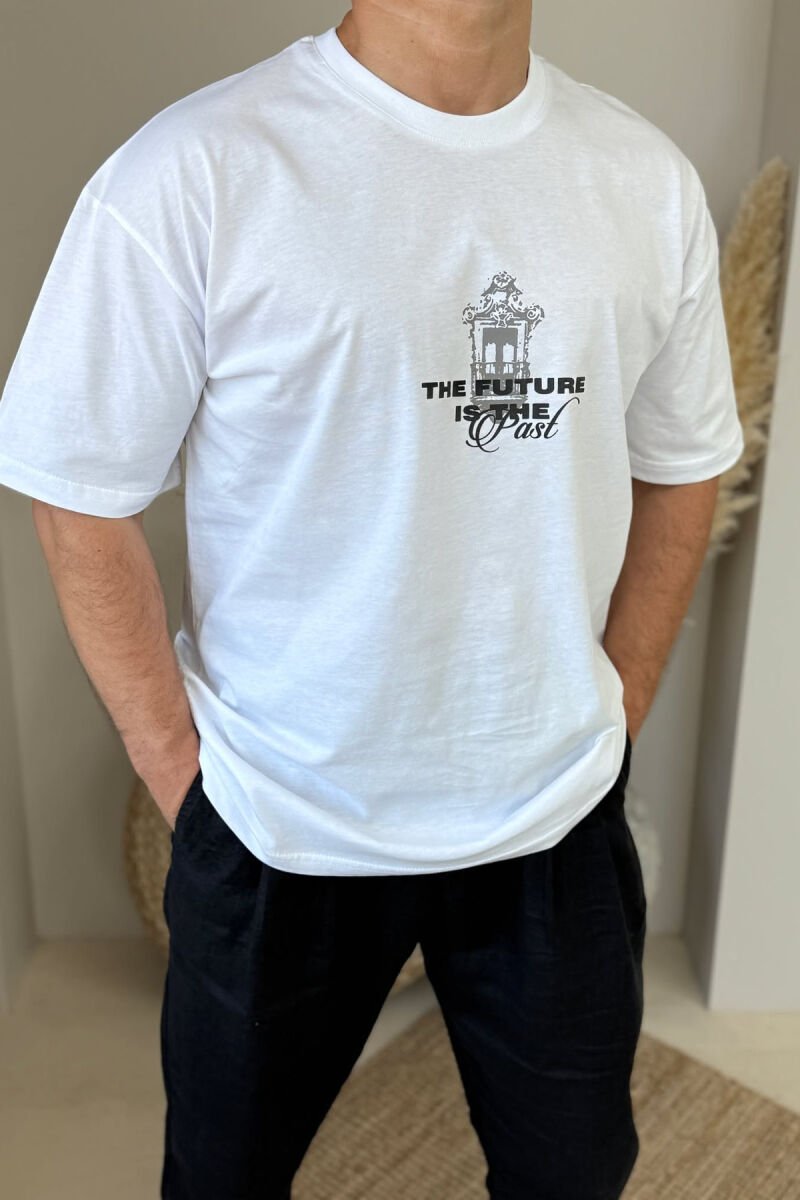 FRONT & BACK WRITTINGS MEN T-SHIRT WHITE-E BARDHE - 2