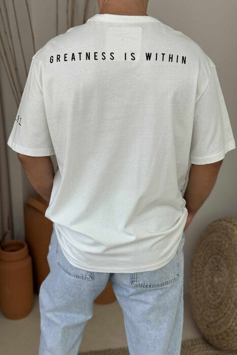 FRONT & BACK WRITTINGS SIMPLE MEN T-SHIRT WHITE-E BARDHE - 3