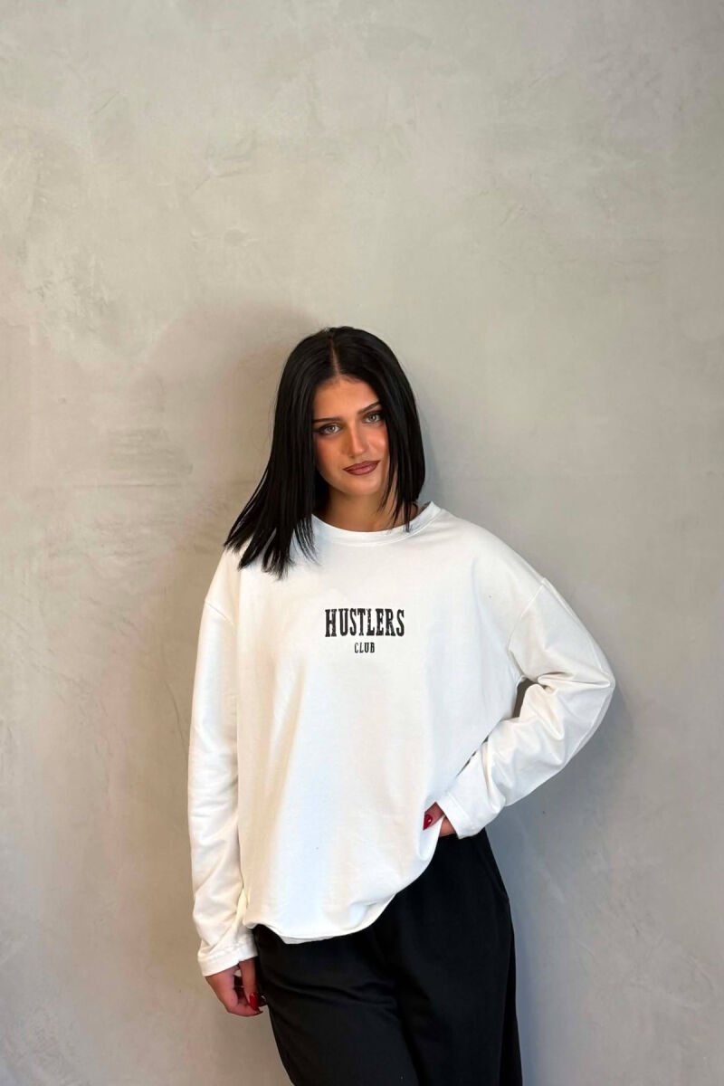 FRONT &BACK WRITTINGS SWEATSHIRT +SWEATPANTS WOMAN SET WHITE-BLACK/BAZE - 2