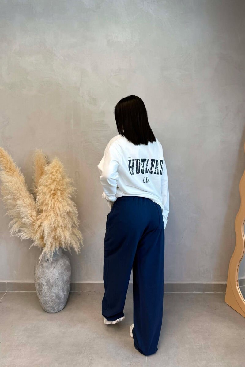 FRONT &BACK WRITTINGS SWEATSHIRT +SWEATPANTS WOMAN SET WHITE-BLUE/BABL - 2