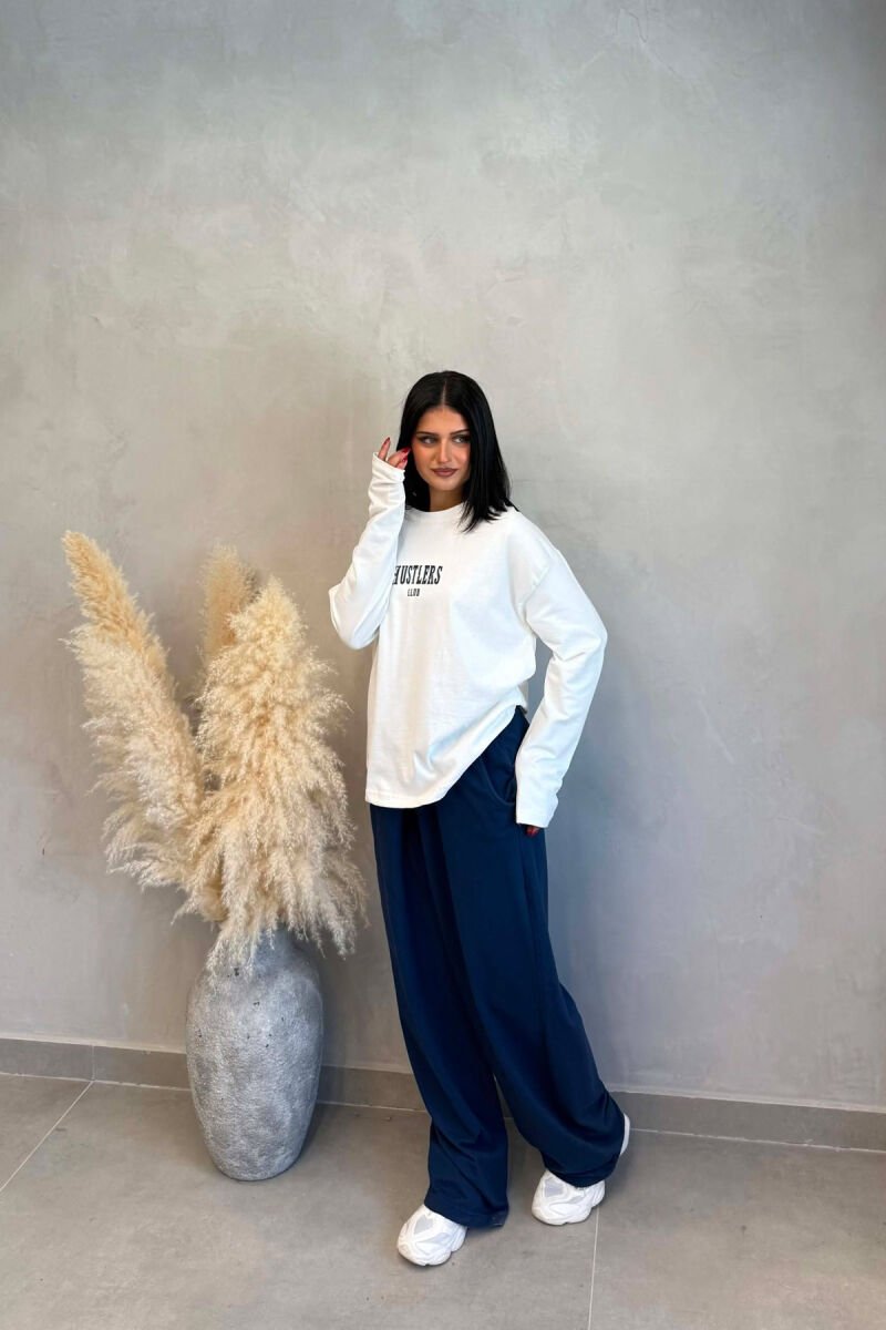 FRONT &BACK WRITTINGS SWEATSHIRT +SWEATPANTS WOMAN SET WHITE-BLUE/BABL - 3