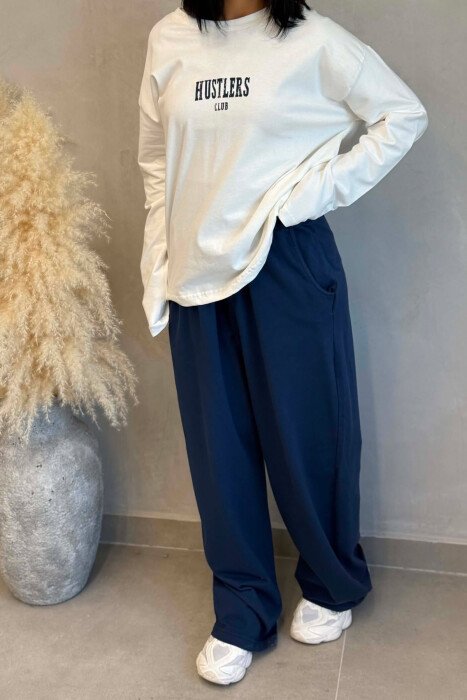 FRONT &BACK WRITTINGS SWEATSHIRT +SWEATPANTS WOMAN SET WHITE-BLUE/BABL - 4