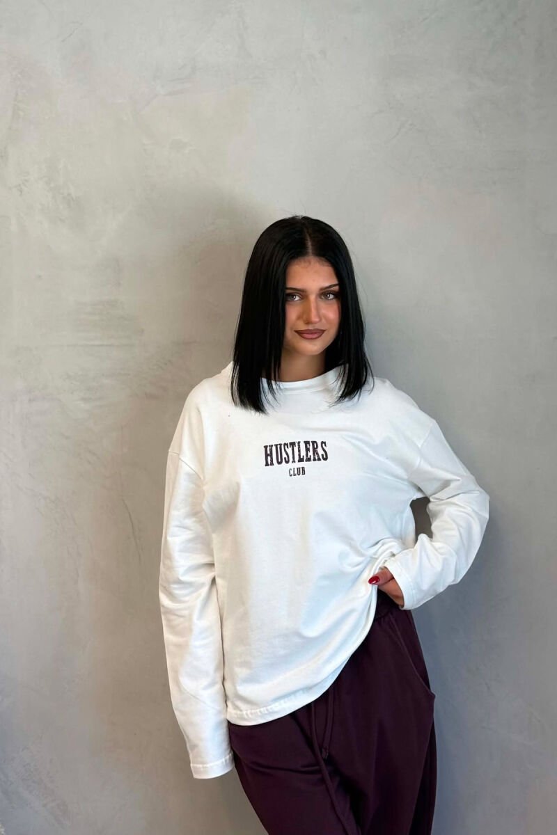 FRONT &BACK WRITTINGS SWEATSHIRT +SWEATPANTS WOMAN SET WHITE-BURGUNDY/BAVI - 3