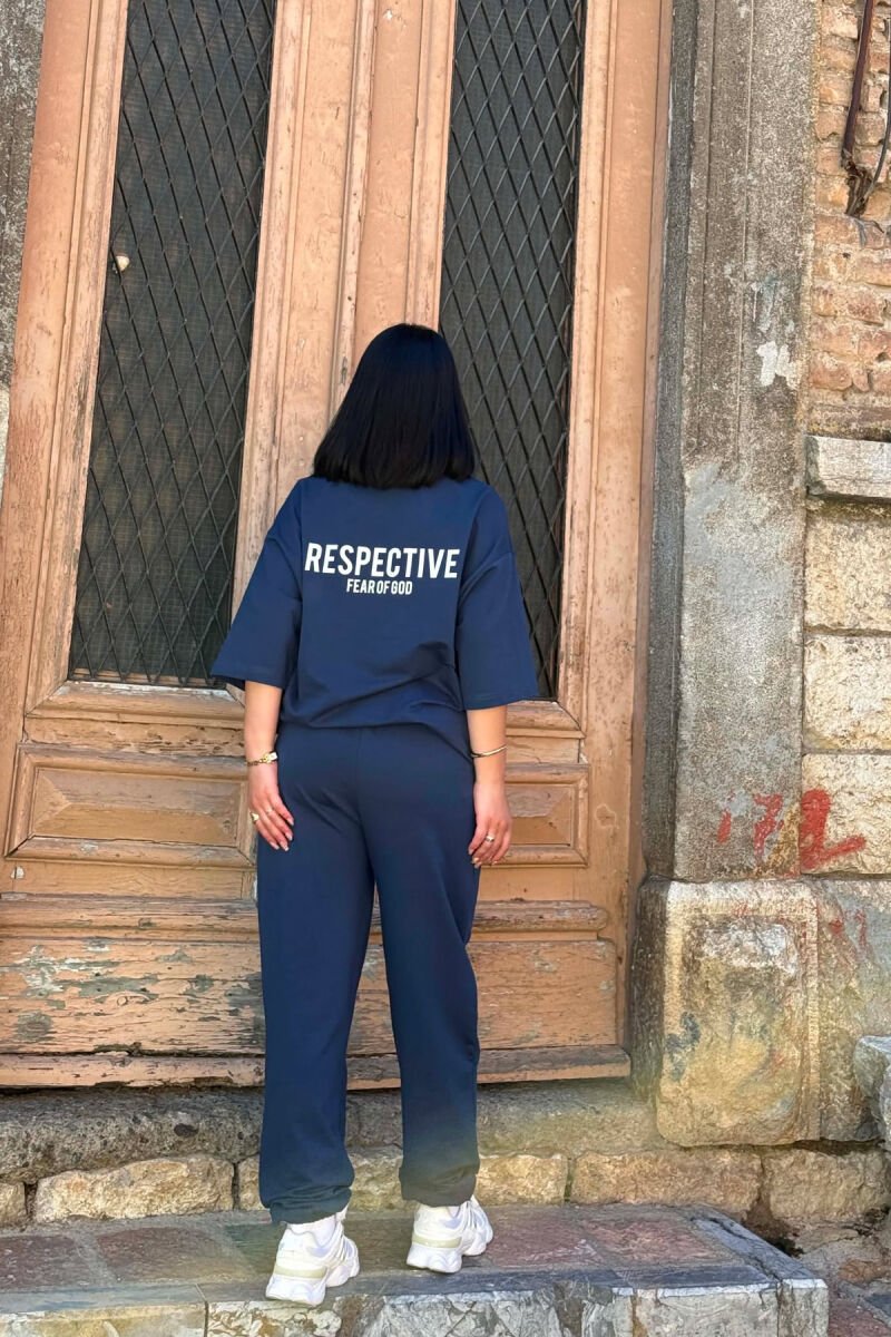 FRONT & BACK WRITTINGS T-SHIRT + JOGGERS WOMAN SET BLUE/BLU - 2
