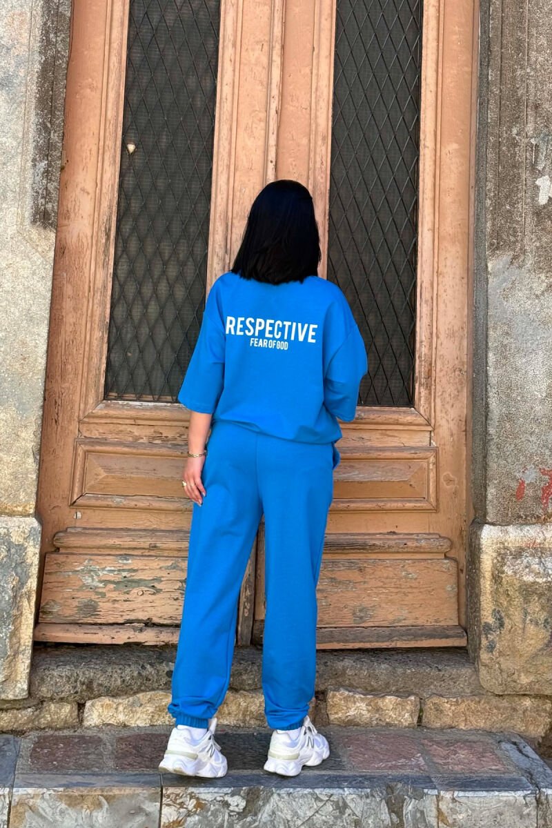 FRONT & BACK WRITTINGS T-SHIRT + JOGGERS WOMAN SET LIGHTBLUE/BZ - 4