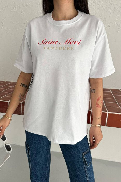 FRONT & BACK WRITTINGS WOMAN T-SHIRT WHITE-E BARDHE - 3