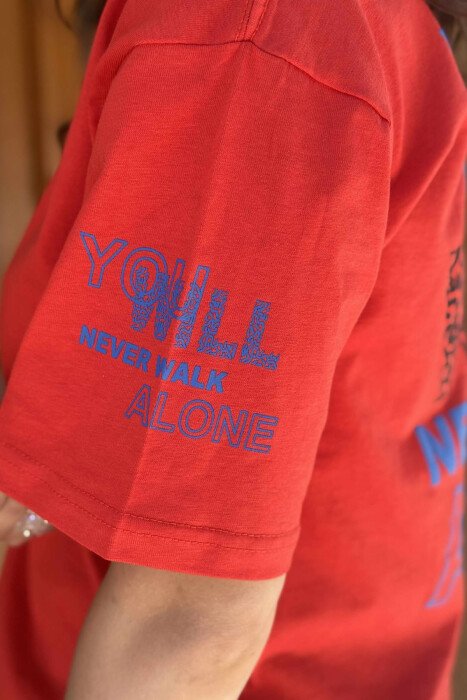 FRONT & BACK WRITTINGS WOMEN T-SHIRT RED/E KUQE - 4