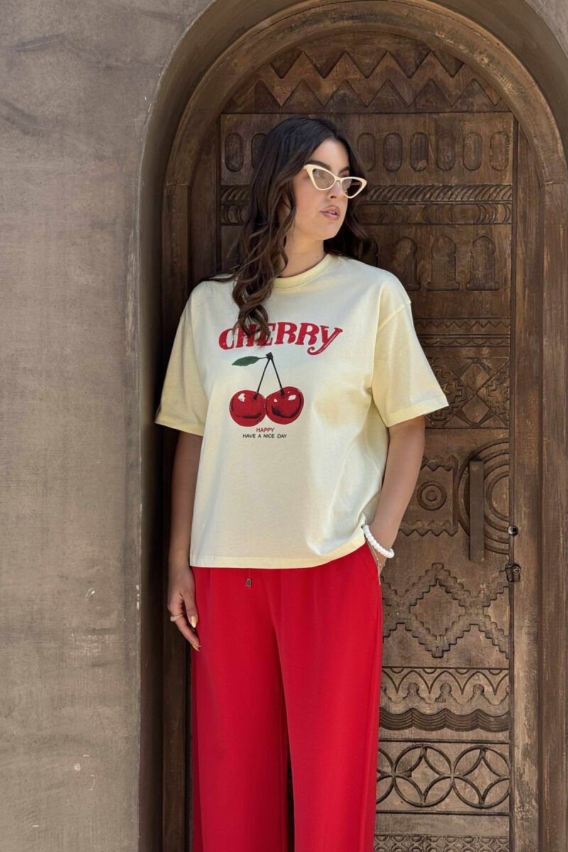 FRONT CHERRY IMAGE WOMEN T-SHIRT YELLOW/E VERDHE - 2