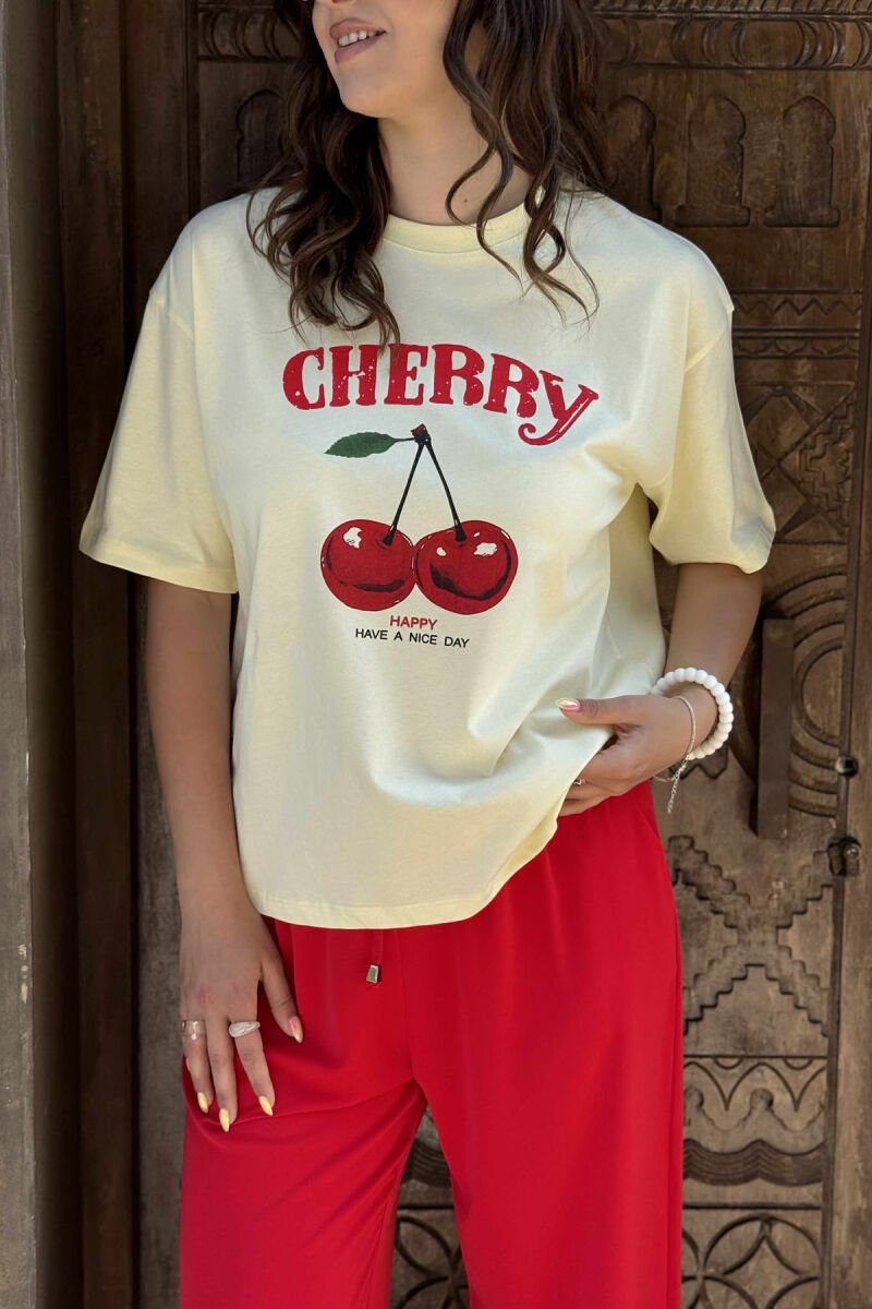 FRONT CHERRY IMAGE WOMEN T-SHIRT YELLOW/E VERDHE - 3