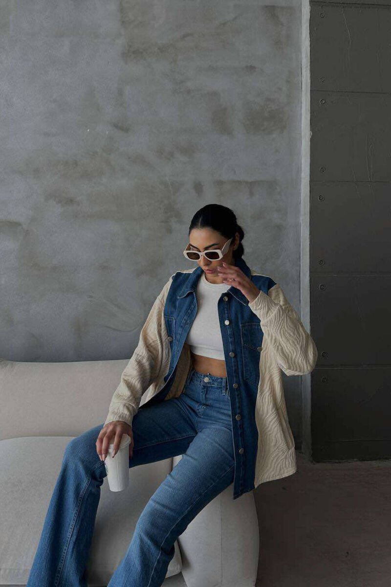 FRONT DENIM DESIGN WOMEN JACKET BEIGE/BEZHE - 2