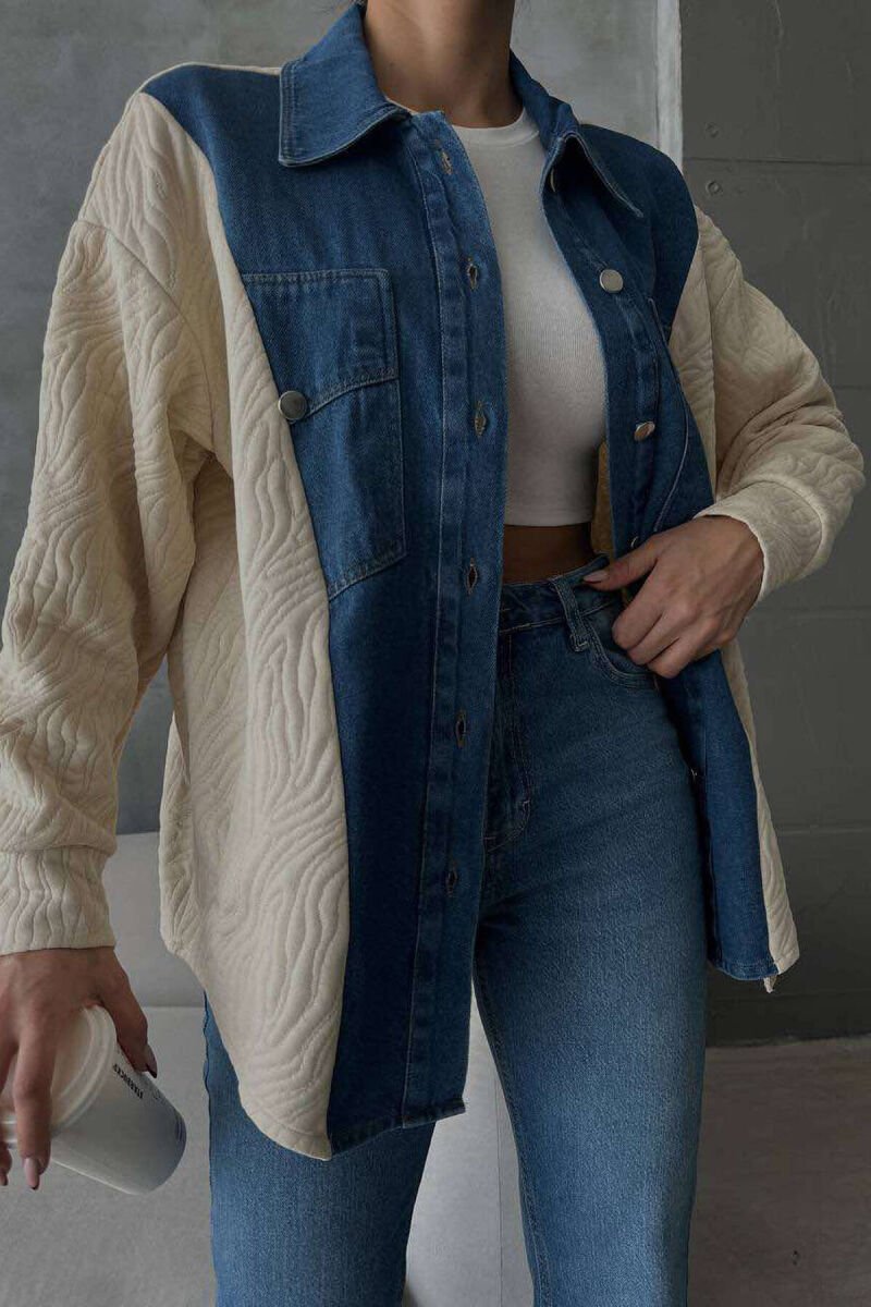 FRONT DENIM DESIGN WOMEN JACKET BEIGE/BEZHE - 3
