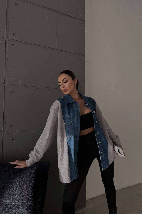 FRONT DENIM DESIGN WOMEN JACKET GREY/GRI - 1