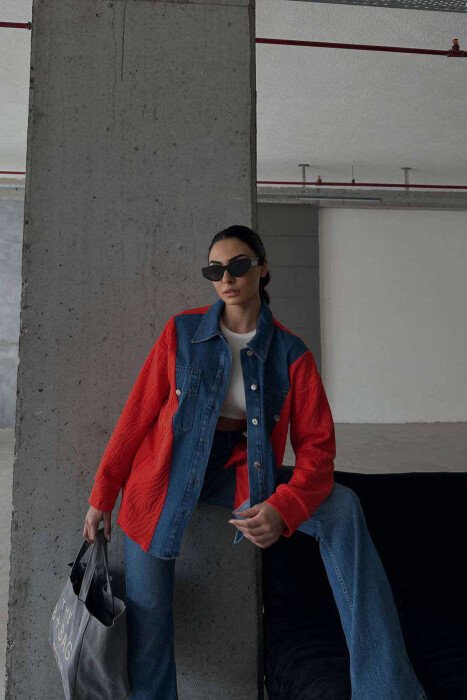 FRONT DENIM DESIGN WOMEN JACKET ORANGE/PORTOKALLI - 1