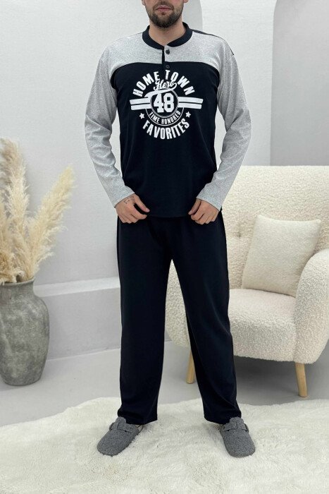 FRONT DESIGN SWEATSHIRT+SWEATPANTS MEN PYJAMAS LIGHT GREY/GZ 