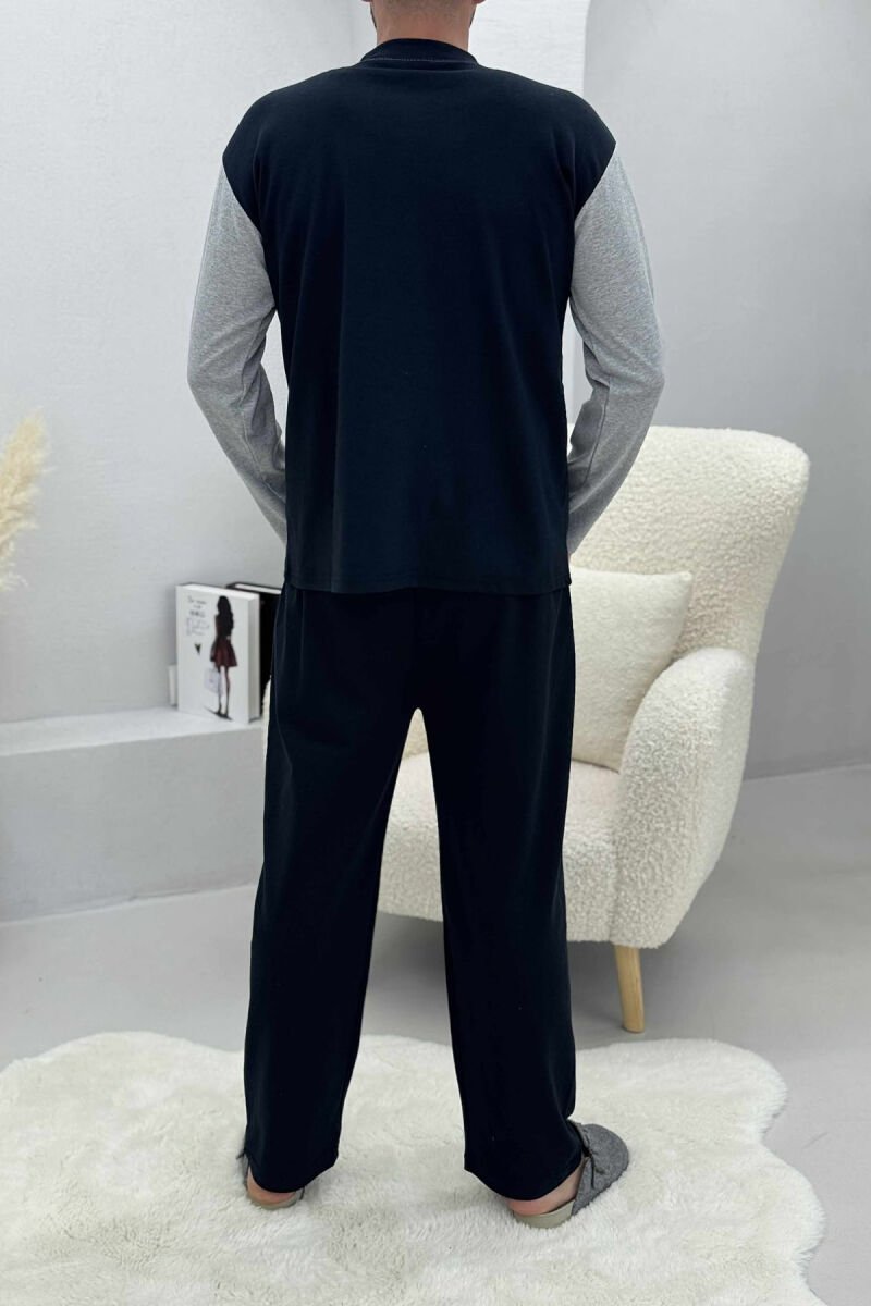 FRONT DESIGN SWEATSHIRT+SWEATPANTS MEN PYJAMAS LIGHT GREY/GZ - 3
