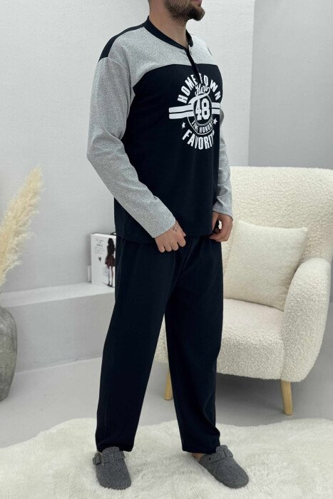 FRONT DESIGN SWEATSHIRT+SWEATPANTS MEN PYJAMAS LIGHT GREY/GZ - 4