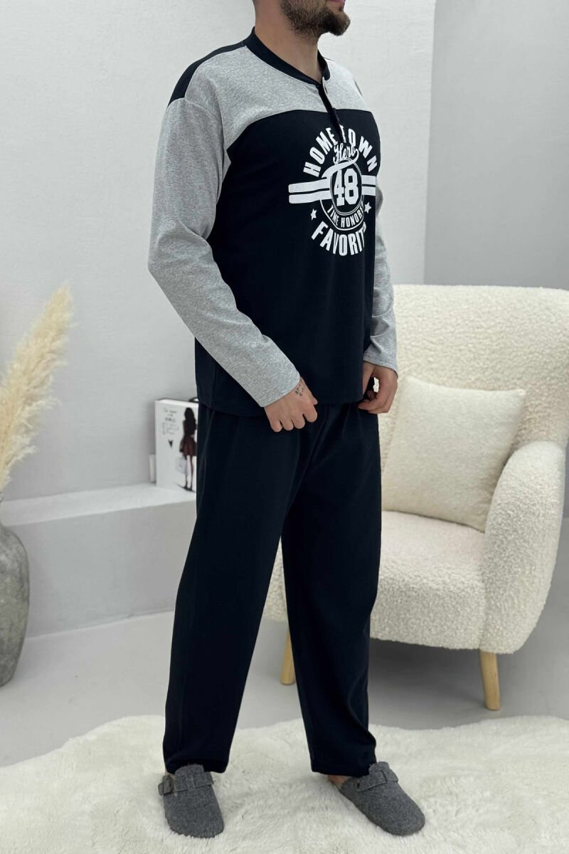 FRONT DESIGN SWEATSHIRT+SWEATPANTS MEN PYJAMAS LIGHT GREY/GZ - 4