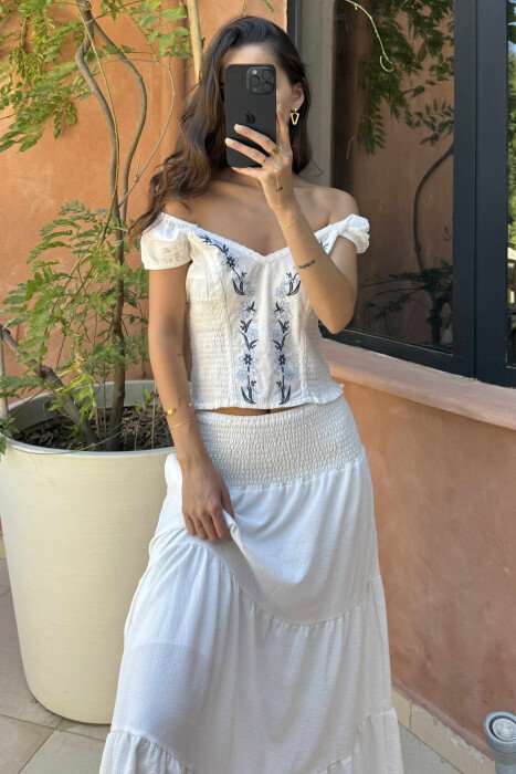 FRONT DESIGNS SIMPLE WOMEN T-SHIRT WHITE-BLUE/BABL - 8